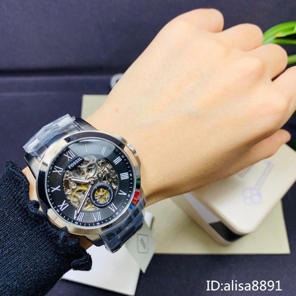 富思FOSSIL手錶 男士商務休閒手錶 大直徑鋼帶錶 羅馬刻度機械錶 鏤空全自動機械手錶 時尚百搭男錶ME3055-細節圖3