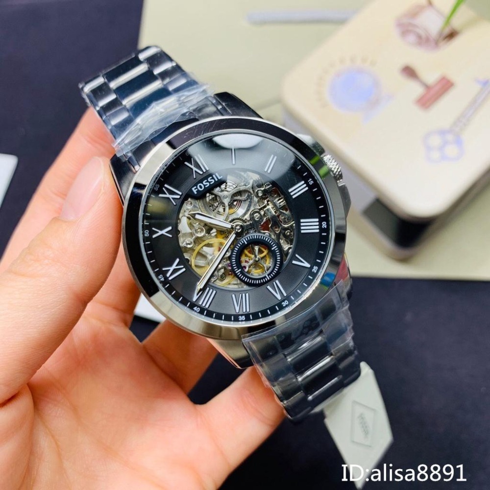 富思FOSSIL手錶 男士商務休閒手錶 大直徑鋼帶錶 羅馬刻度機械錶 鏤空全自動機械手錶 時尚百搭男錶ME3055-細節圖4