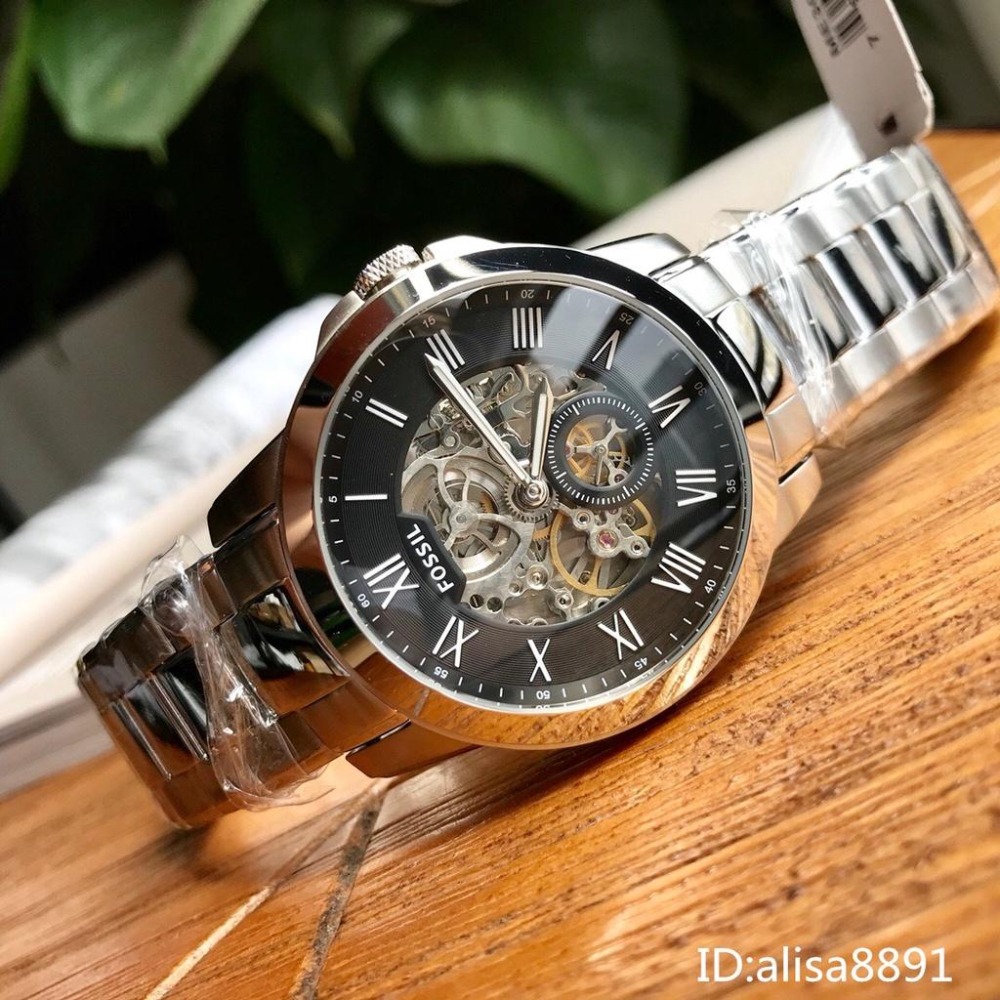 富思FOSSIL手錶 男士商務休閒手錶 大直徑鋼帶錶 羅馬刻度機械錶 鏤空全自動機械手錶 時尚百搭男錶ME3055-細節圖6