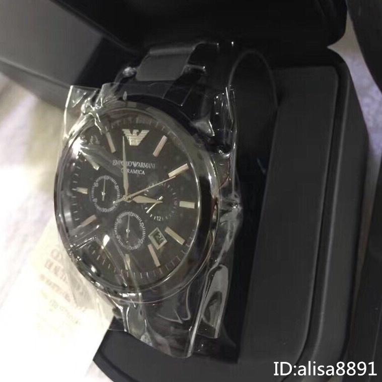 大直徑黑色陶瓷手錶男  商務休閒男士石英錶 Armani阿曼尼手錶  三眼計時日曆防水手錶 休閒通勤男生腕錶AR1451-細節圖7