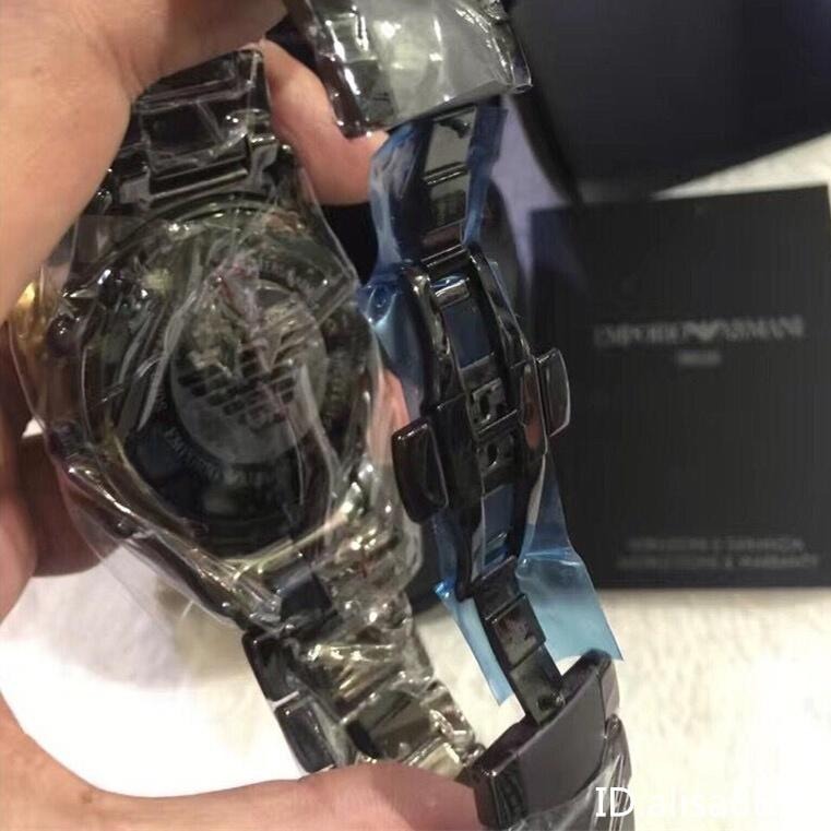 大直徑黑色陶瓷手錶男  商務休閒男士石英錶 Armani阿曼尼手錶  三眼計時日曆防水手錶 休閒通勤男生腕錶AR1451-細節圖9