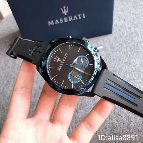 MASERATI手錶 瑪莎拉蒂手錶 黑色橡膠錶帶 休閒運動石英錶 瑪莎手錶 R8871612006 大直徑計時防水手錶男