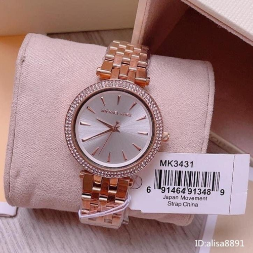 Michael Kors手錶 女生手錶 玫瑰金色鋼帶錶 鑲鑽時尚女錶 休閒百搭腕錶 MK手錶 小直徑石英錶MK3431