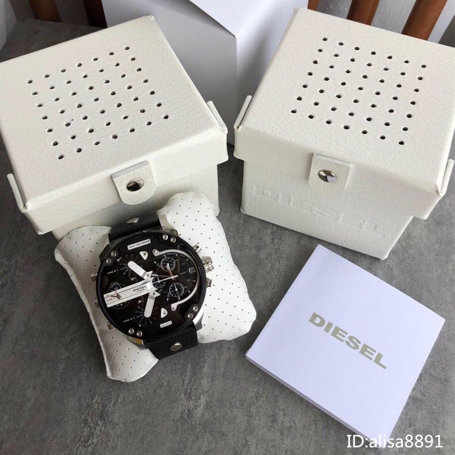 DIESEL手錶 超大直徑男士皮帶錶 THEDADDIE系列 四區時石英男錶 計時夜光防水休閒運動迪賽手錶DZ7313-細節圖4