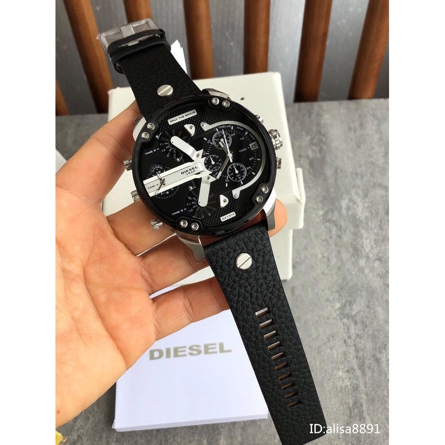 DIESEL手錶 超大直徑男士皮帶錶 THEDADDIE系列 四區時石英男錶 計時夜光防水休閒運動迪賽手錶DZ7313-細節圖8