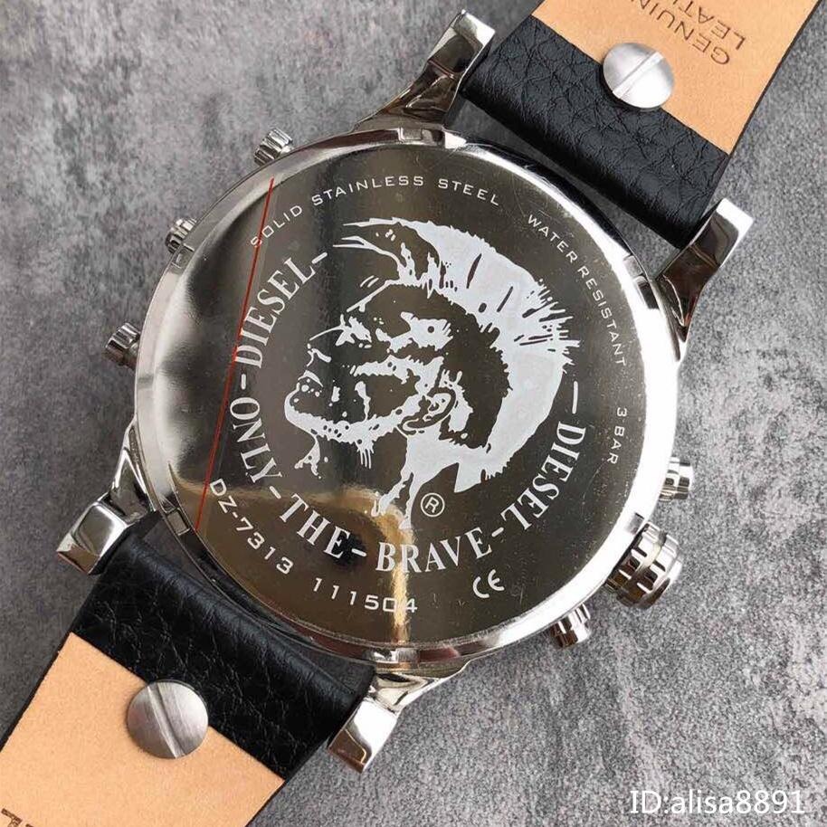 DIESEL手錶 超大直徑男士皮帶錶 THEDADDIE系列 四區時石英男錶 計時夜光防水休閒運動迪賽手錶DZ7313-細節圖9