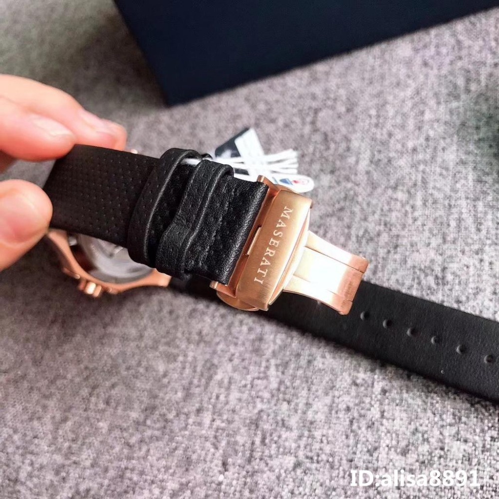 MASERATI手錶全自動機械錶 鏤空時尚潮流男錶 商務男生腕錶 瑪莎拉蒂手錶 玫瑰金框黑色皮帶錶R8821108025-細節圖8