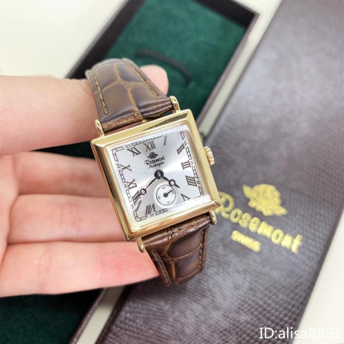 Rosemont手錶 孫藝珍同款小巧皮帶錶 方形歐美復古氣質棕色真皮女錶 Rose手錶 日本簡約氣質時尚腕錶 防水石英錶