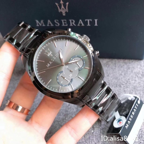 MASERATI 手錶 瑪莎拉蒂手錶男 計時防水手錶男 大直徑黑色鋼帶錶 時尚潮流男錶 商務腕錶R8873612002