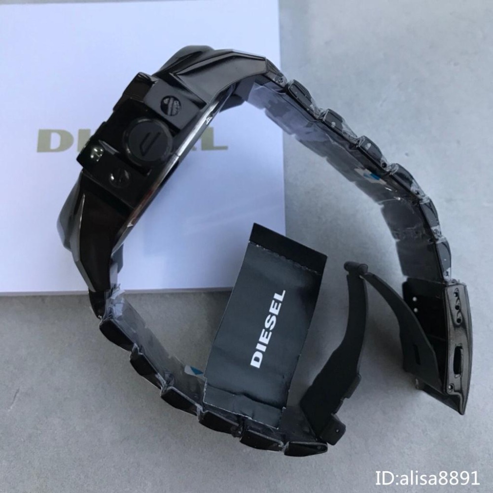 DIESEL手錶 男士大直徑腕錶 歐美時尚潮流男錶 三眼計時黑色鋼帶錶 商務休閒運動男錶 酷炫變色龍石英錶DZ7373-細節圖9