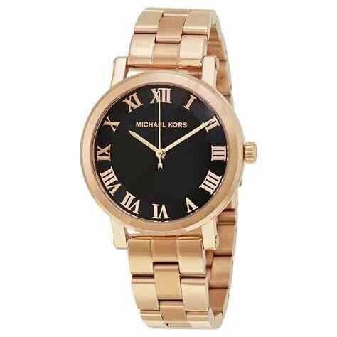 Michael Kors手錶 MK手錶女生 玫瑰金色手錶 玫瑰金黑面鋼鏈錶 時尚百搭女生腕錶 MK3585防水石英錶-細節圖2