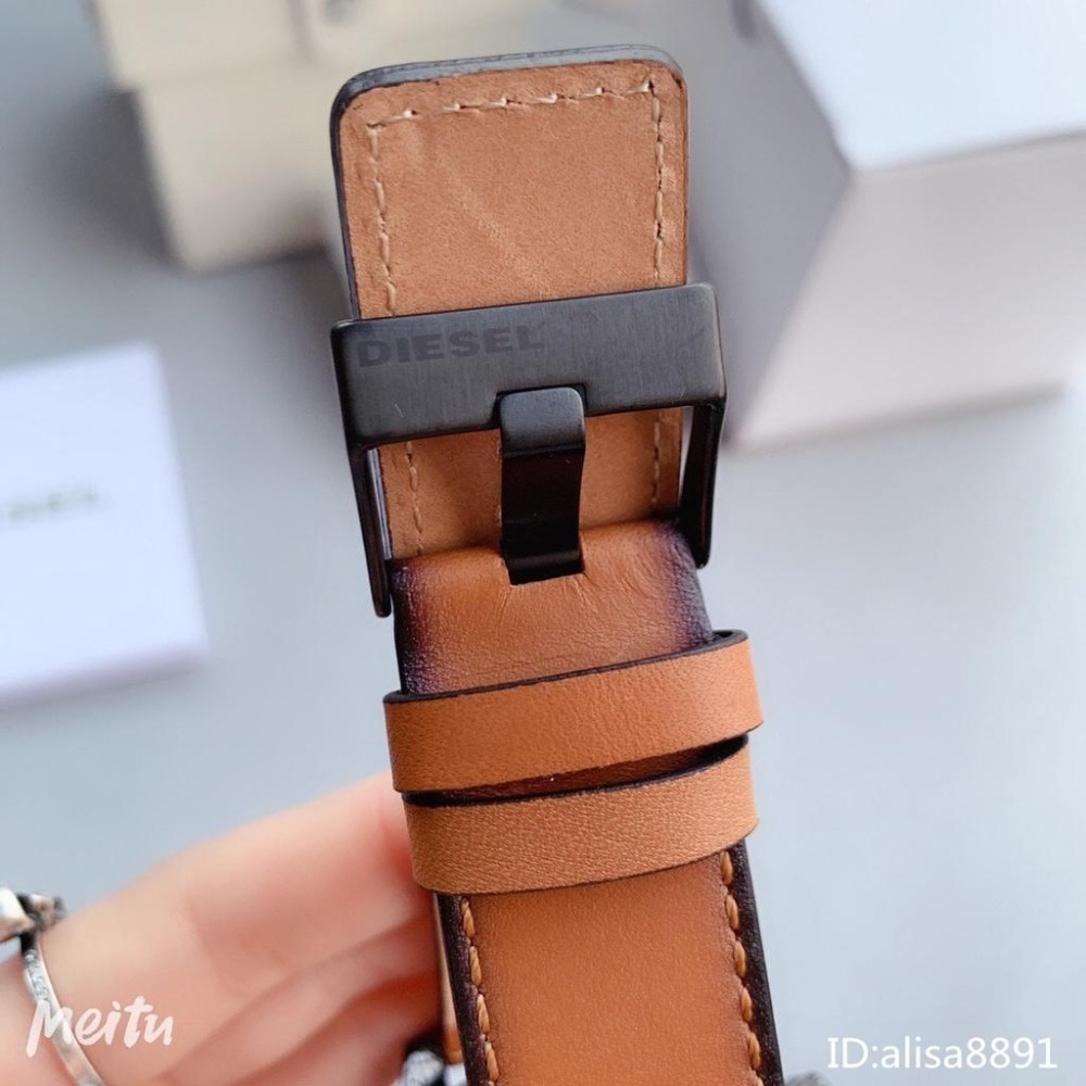 DIESEL手錶 迪賽手錶 棕色皮帶錶 大直徑56mm 變色龍時尚偏光男生腕錶 休閒運動男錶 計時防水石英錶DZ7417-細節圖9