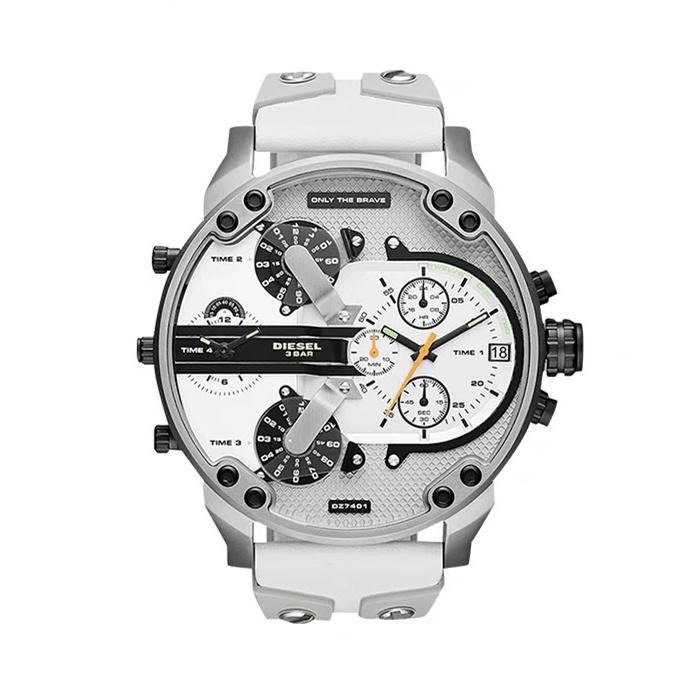 DIESEL手錶 迪賽手錶 男士石英錶 橡膠錶帶石英錶 休閒運動手錶男 大直徑白武士多功能 日曆計時男錶DZ7401-細節圖2