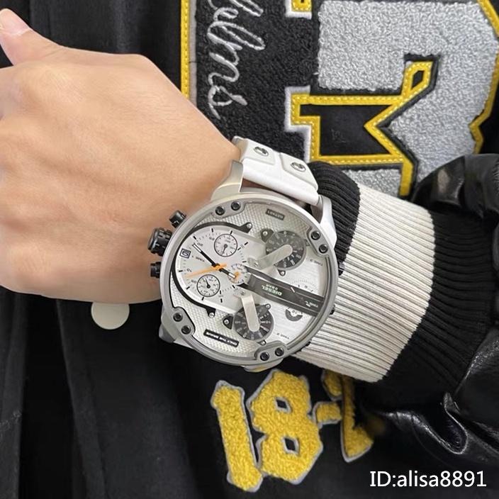 DIESEL手錶 迪賽手錶 男士石英錶 橡膠錶帶石英錶 休閒運動手錶男 大直徑白武士多功能 日曆計時男錶DZ7401-細節圖4