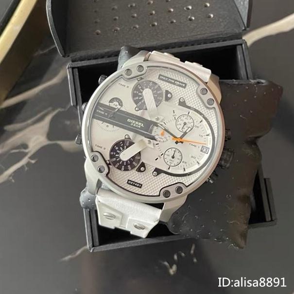 DIESEL手錶 迪賽手錶 男士石英錶 橡膠錶帶石英錶 休閒運動手錶男 大直徑白武士多功能 日曆計時男錶DZ7401-細節圖5