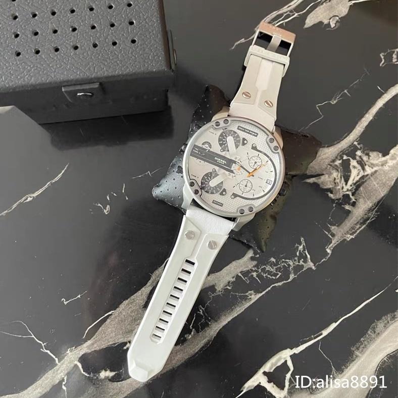 DIESEL手錶 迪賽手錶 男士石英錶 橡膠錶帶石英錶 休閒運動手錶男 大直徑白武士多功能 日曆計時男錶DZ7401-細節圖6