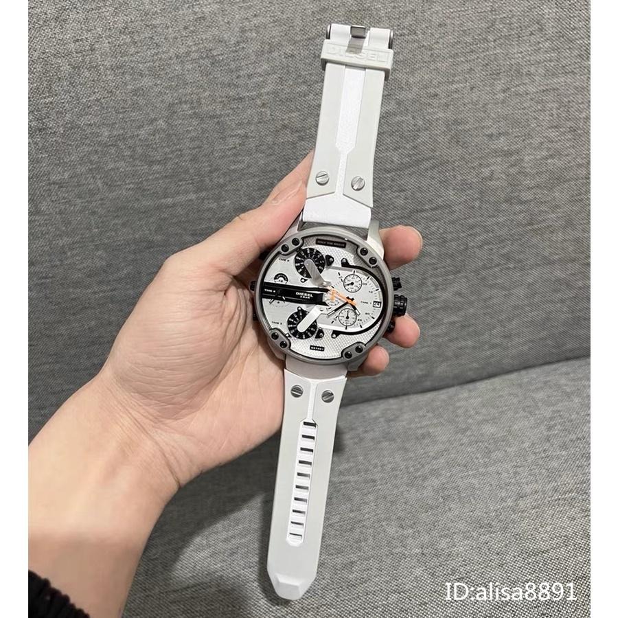 DIESEL手錶 迪賽手錶 男士石英錶 橡膠錶帶石英錶 休閒運動手錶男 大直徑白武士多功能 日曆計時男錶DZ7401-細節圖8