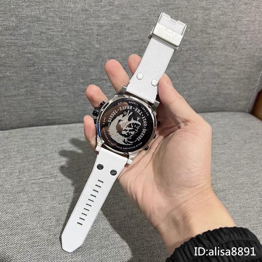 DIESEL手錶 迪賽手錶 男士石英錶 橡膠錶帶石英錶 休閒運動手錶男 大直徑白武士多功能 日曆計時男錶DZ7401-細節圖9