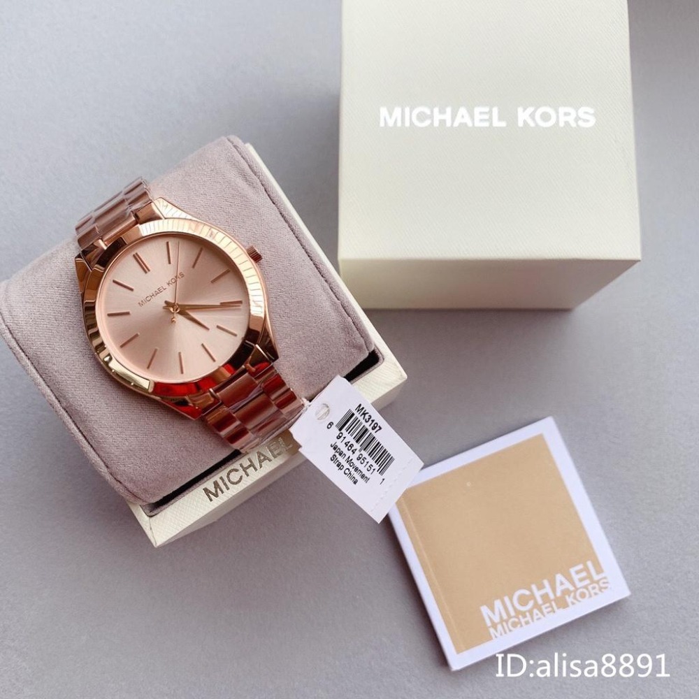 Michael Kors手錶 MK手錶女 玫瑰金色鋼鏈錶MK3197 超薄時尚百搭石英錶 大直徑男女中性款手錶-細節圖4