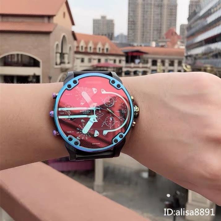 DIESEL手錶 歐美時尚潮流男生手錶 57mm超大直徑手錶男 迪賽手錶 炫彩多功能日曆石英錶 商務運動腕錶DZ7436-細節圖4