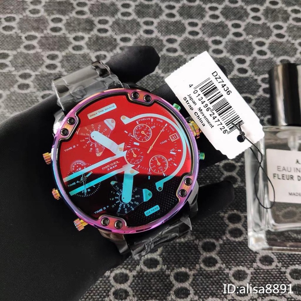 DIESEL手錶 歐美時尚潮流男生手錶 57mm超大直徑手錶男 迪賽手錶 炫彩多功能日曆石英錶 商務運動腕錶DZ7436-細節圖6