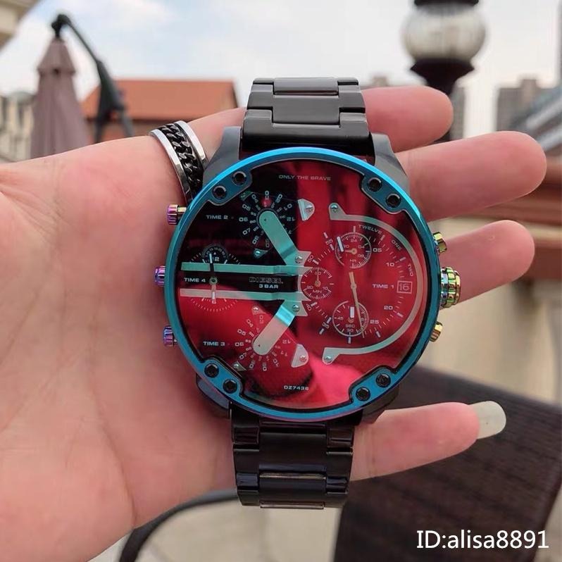 DIESEL手錶 歐美時尚潮流男生手錶 57mm超大直徑手錶男 迪賽手錶 炫彩多功能日曆石英錶 商務運動腕錶DZ7436-細節圖9