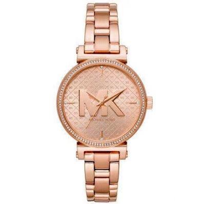 Michael Kors手錶 精品錶腕錶 MK手錶女生 MK4335玫瑰金色鋼鏈錶 鋼鏈鑲鑽時尚女錶 商務通勤休閒石英錶-細節圖2