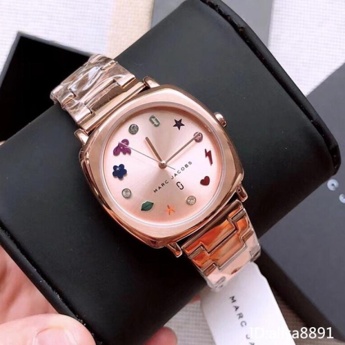MARC JACOBS手錶玫瑰金色鋼帶錶 時尚休閒女生腕錶 馬克MJ手錶 鑲鑽百搭通勤女錶 大直徑手錶MJ3550