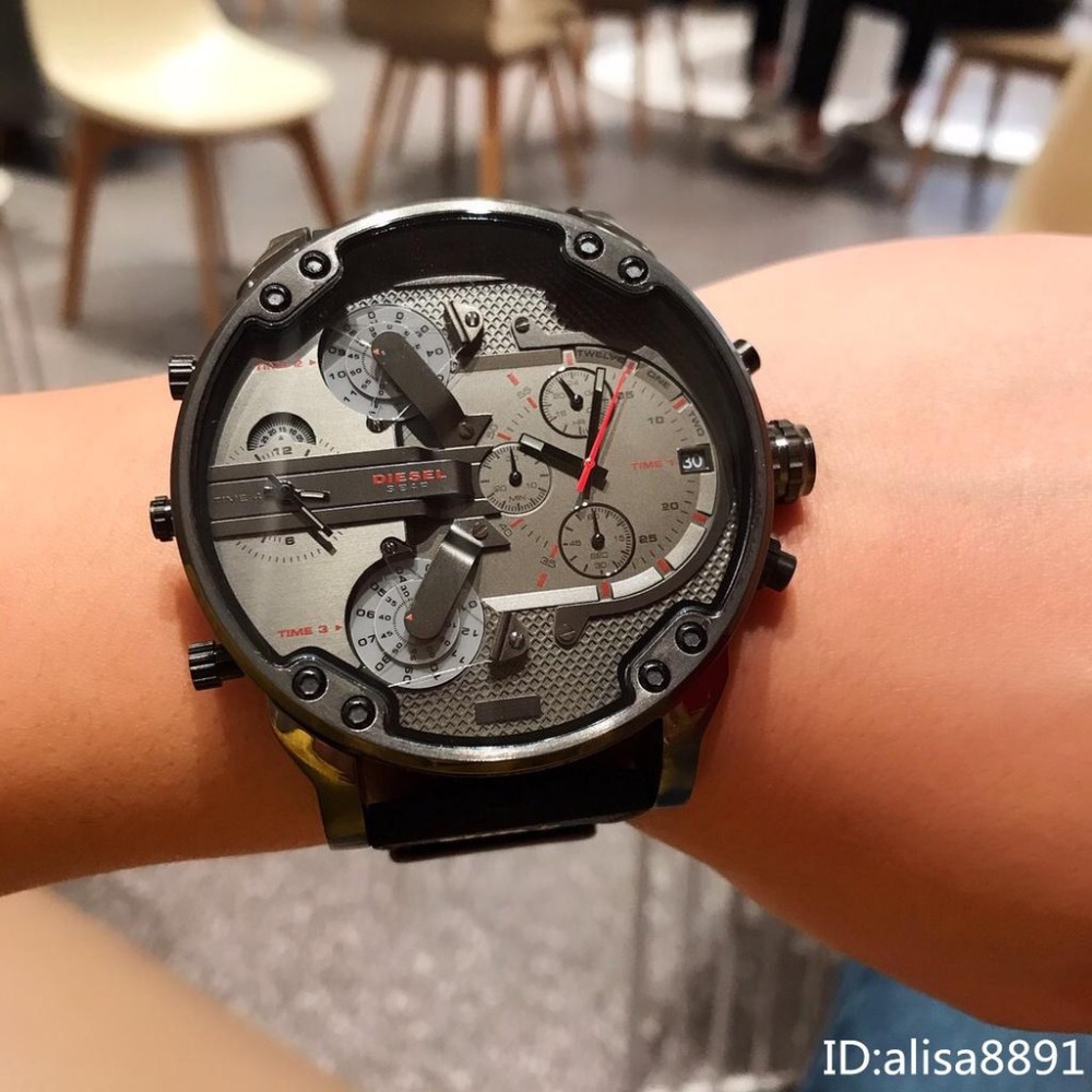 DIESEL手錶 迪賽手錶男 時尚潮流運動男生腕錶 55mm大直徑手錶男 超酷炫皮帶錶 日曆計時手錶男DZ7423-細節圖2