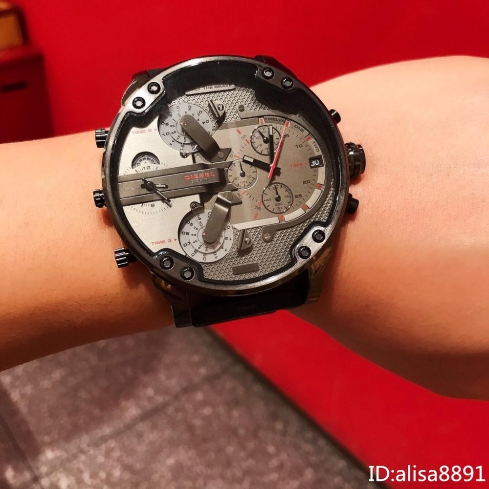 DIESEL手錶 迪賽手錶男 時尚潮流運動男生腕錶 55mm大直徑手錶男 超酷炫皮帶錶 日曆計時手錶男DZ7423-細節圖3