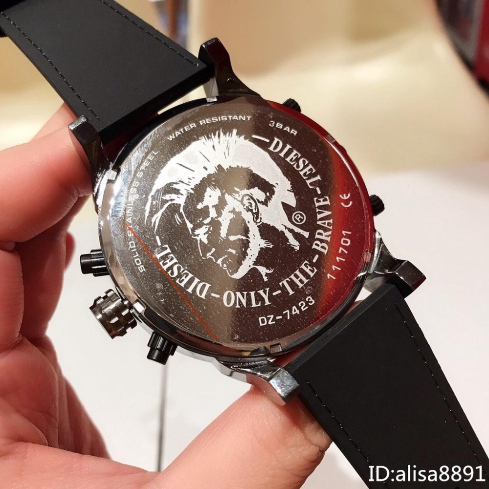 DIESEL手錶 迪賽手錶男 時尚潮流運動男生腕錶 55mm大直徑手錶男 超酷炫皮帶錶 日曆計時手錶男DZ7423-細節圖9