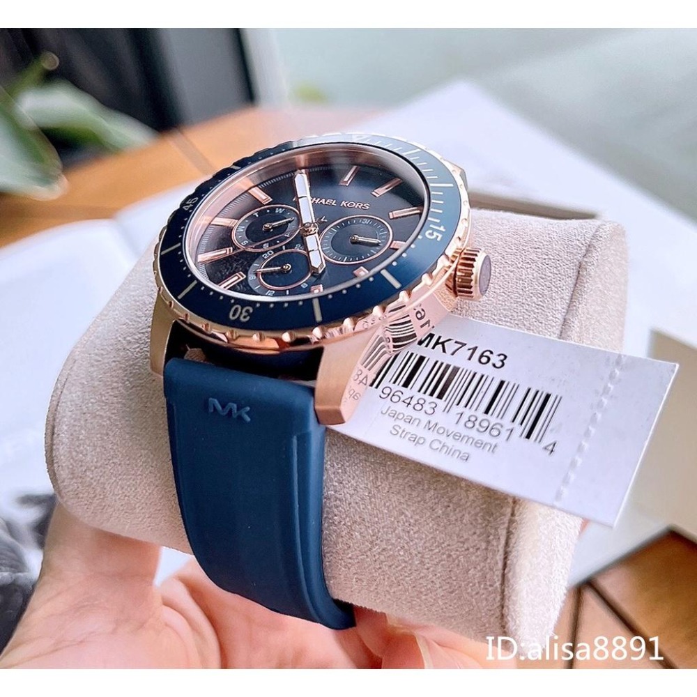 Michael Kors手錶 休閒運動男生腕錶 橡膠錶帶六針石英錶 大直徑MK手錶男 商務日曆防水手錶MK7163-細節圖8