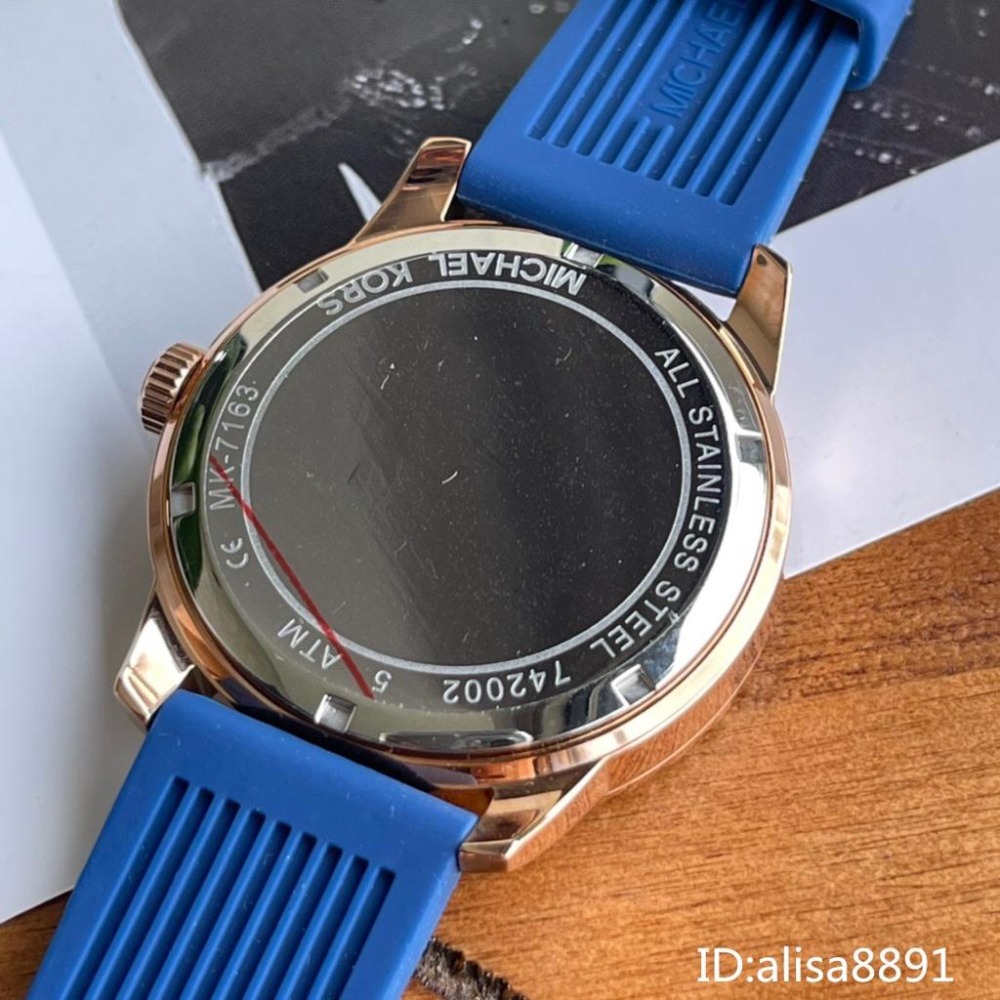 Michael Kors手錶 休閒運動男生腕錶 橡膠錶帶六針石英錶 大直徑MK手錶男 商務日曆防水手錶MK7163-細節圖9