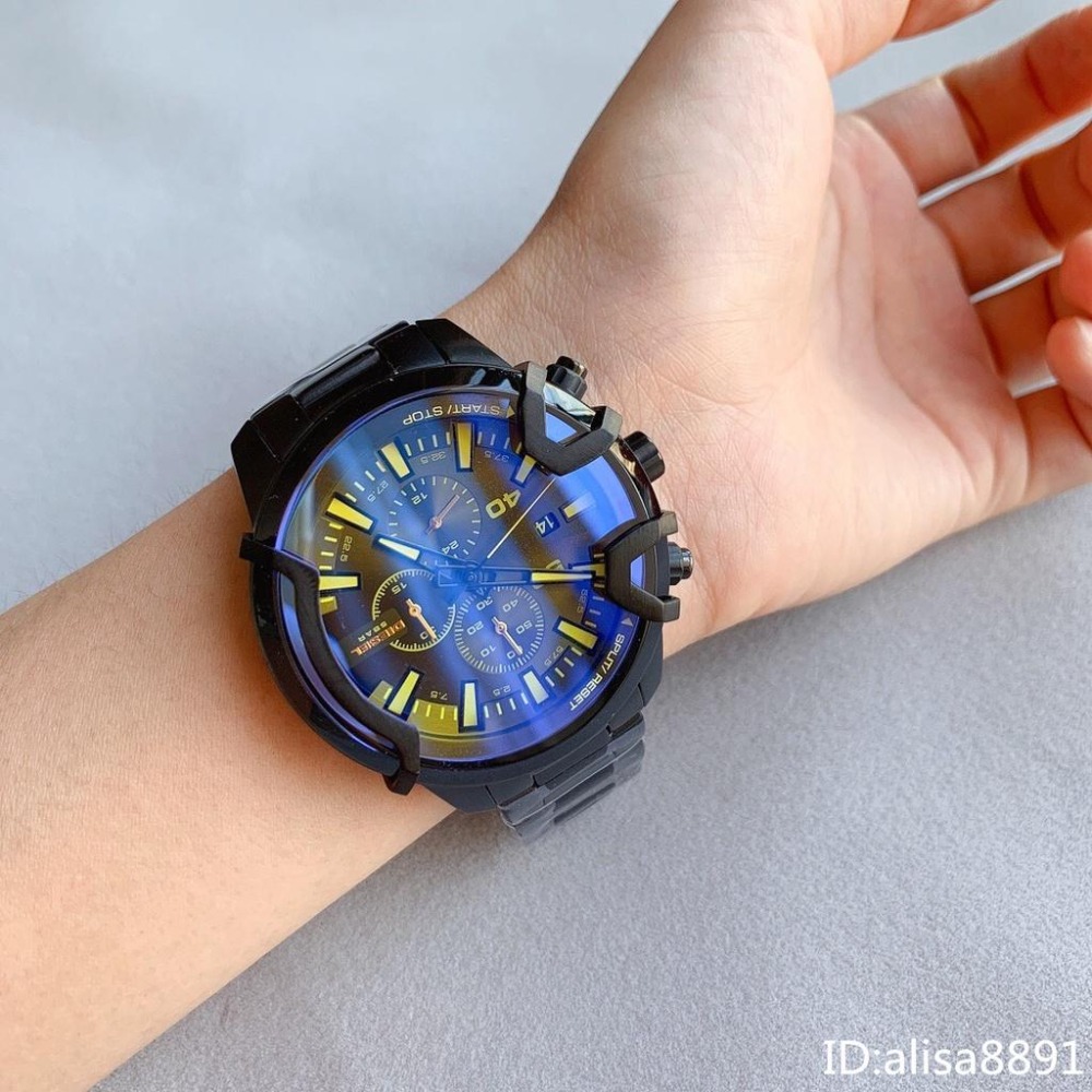 DIESEL手錶 迪賽手錶 商務休閒男錶 大直徑黑色不鏽鋼帶錶 石英錶 日曆計時手錶男 時尚潮流百搭男錶DZ4529-細節圖3