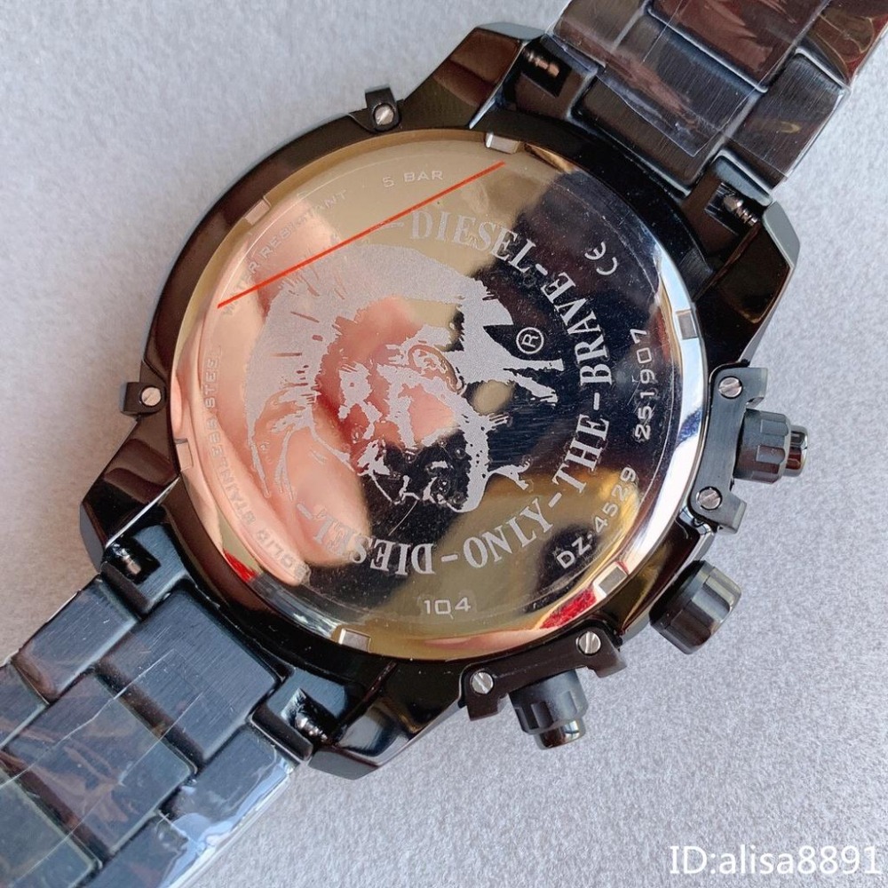 DIESEL手錶 迪賽手錶 商務休閒男錶 大直徑黑色不鏽鋼帶錶 石英錶 日曆計時手錶男 時尚潮流百搭男錶DZ4529-細節圖9