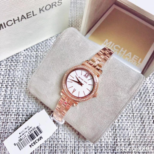 Michael Kors手錶 MK手錶女 簡約時尚鑲鑽女錶 MK3833玫瑰金色鋼鏈錶 28mm小直徑氣質精美女錶