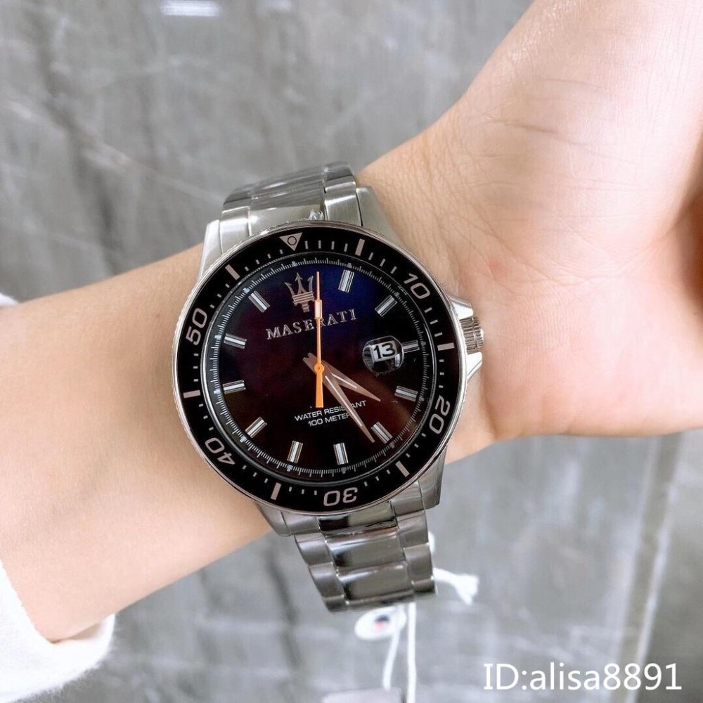 瑪莎拉蒂MASERATI手錶 日曆防水大直徑石英錶 銀色鋼帶錶 簡約時尚男錶 商務休閒男士腕錶R8853140001-細節圖2