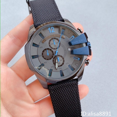 迪賽DIESEL手錶 時尚潮流尼龍石英錶 大直徑男生手錶 防水日曆計時手錶 迪家手錶男 商務休閒運動腕錶DZ4500