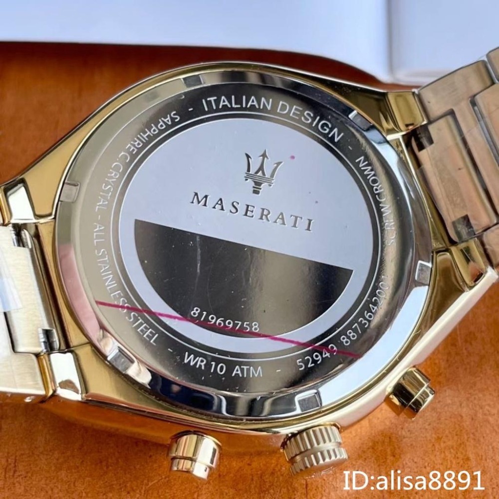 MASERATI瑪莎拉蒂手錶 商務六針石英錶 限量金色鋼帶錶 R8873642001 大直徑防水手錶 時尚潮流男錶石英錶-細節圖9