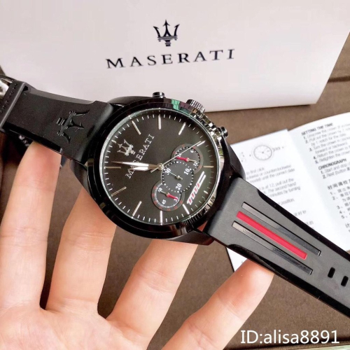 瑪莎拉蒂MASERAT手錶 商務休閒男錶 橡膠錶帶石英錶 計時防水手錶 時尚潮流腕錶 運動男錶 R8871612004