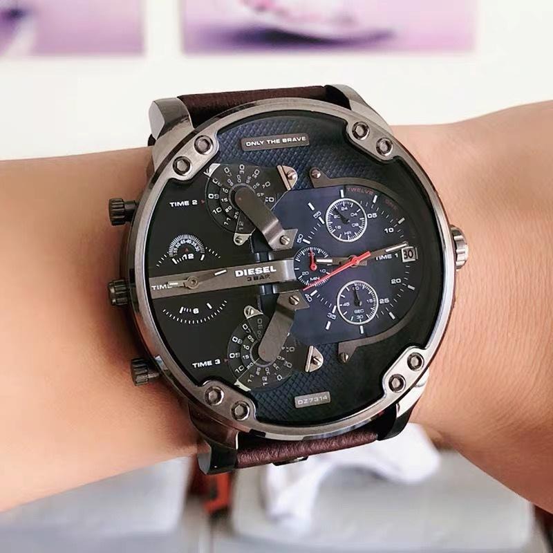迪賽DIESEL手錶 歐美時尚潮流皮帶錶 大直徑57mm 男生手錶 休閒運動男生腕錶 計時日曆男錶 防水手錶DZ7314-細節圖2
