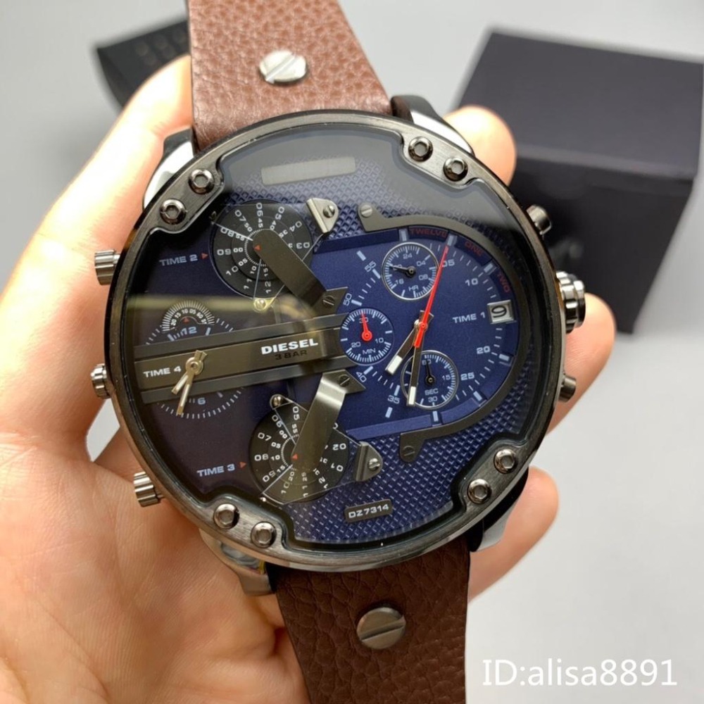 迪賽DIESEL手錶 歐美時尚潮流皮帶錶 大直徑57mm 男生手錶 休閒運動男生腕錶 計時日曆男錶 防水手錶DZ7314-細節圖3