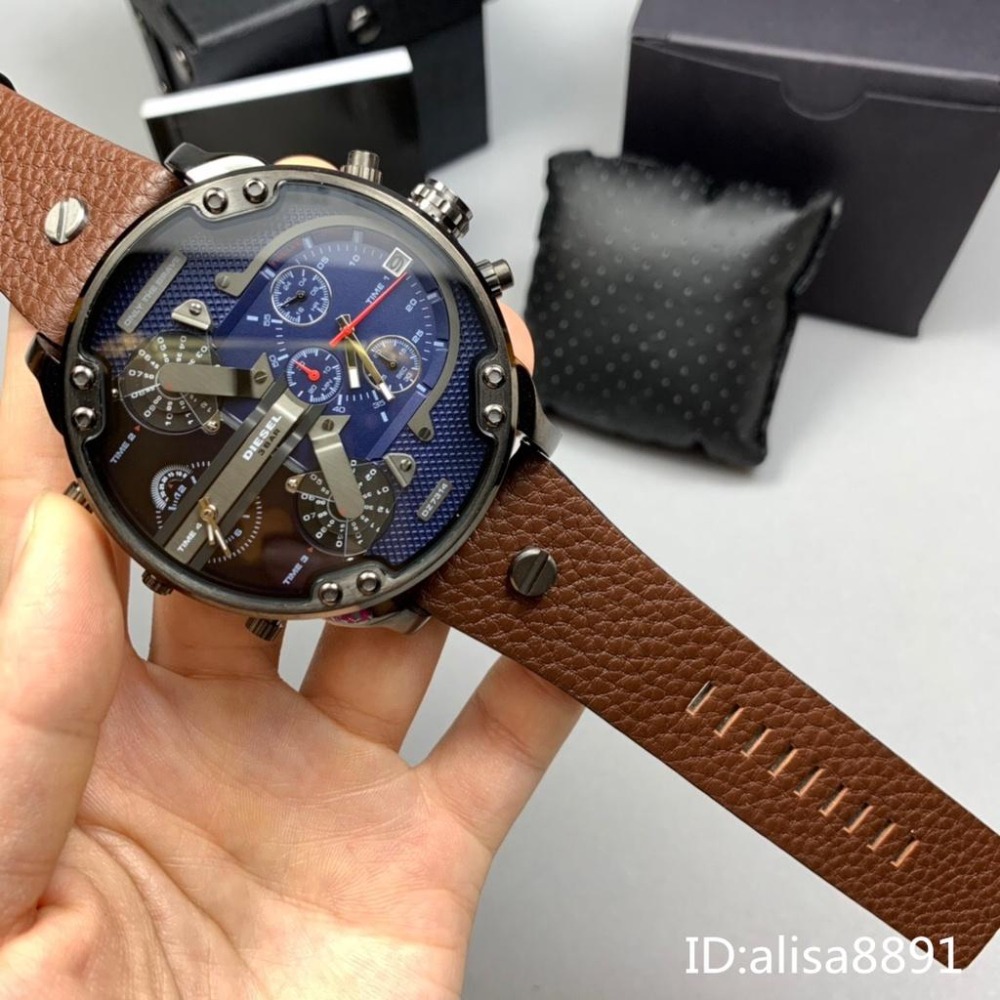 迪賽DIESEL手錶 歐美時尚潮流皮帶錶 大直徑57mm 男生手錶 休閒運動男生腕錶 計時日曆男錶 防水手錶DZ7314-細節圖4