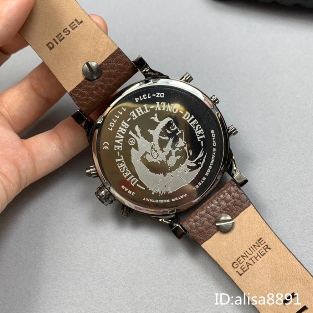 迪賽DIESEL手錶 歐美時尚潮流皮帶錶 大直徑57mm 男生手錶 休閒運動男生腕錶 計時日曆男錶 防水手錶DZ7314-細節圖8