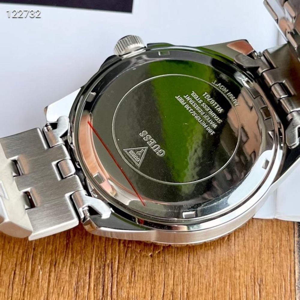 蓋爾斯GUESS手錶 三眼計時石英錶 大直徑手錶 男士石英錶 防水鋼鏈錶 時尚潮流男生腕錶 商務休閒男錶W1107G1-細節圖9