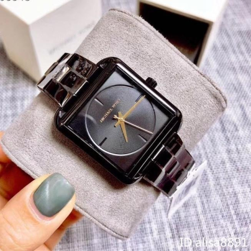 Michael Kors手錶女生 黑色鋼帶錶 石英錶 MK3666 方框方形石英錶 學生手錶女生 時尚潮流休閒女生腕錶