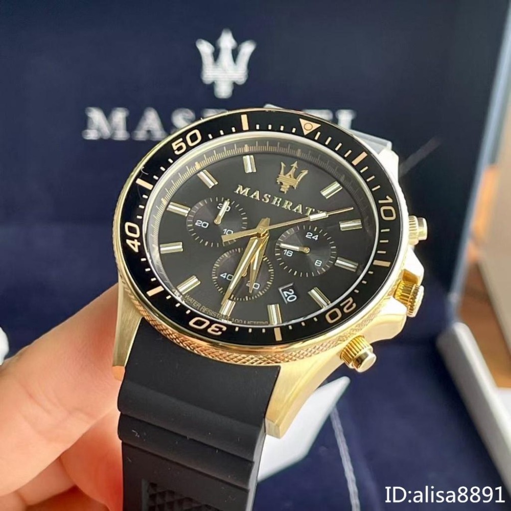 MASERAT瑪莎拉蒂手錶 橡膠錶帶大直徑石英錶 時尚百搭男錶 六針防水男士腕錶 商務休閒通勤手錶R8871640002-細節圖5