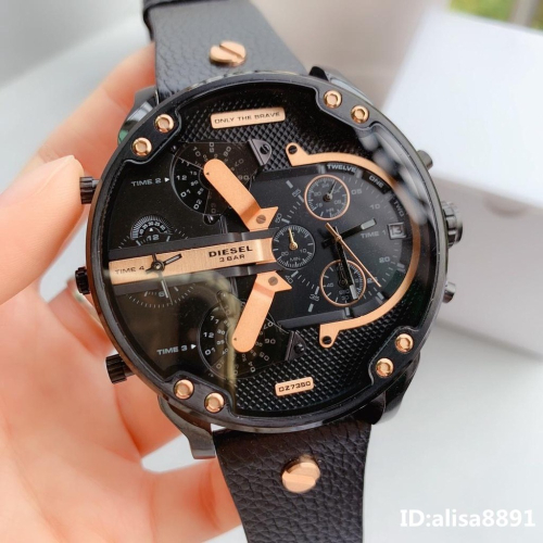 DIESEL迪賽手錶 大直徑多時區防水石英錶 男士手錶 男生腕錶 休閒運動手錶 歐美時尚潮流皮帶錶 鋼帶錶DZ7350