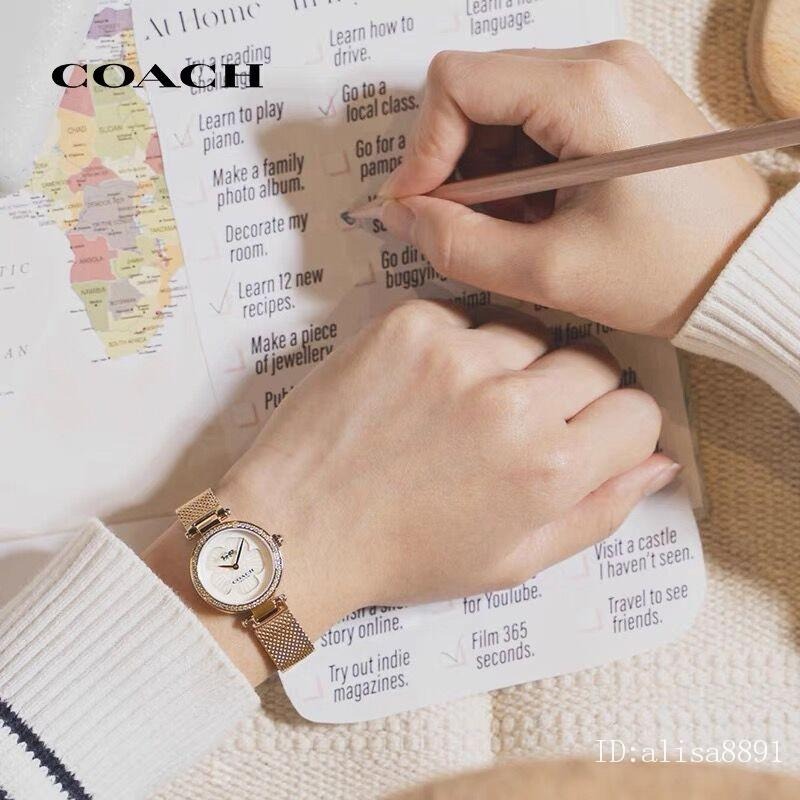 Coach蔻馳手錶 PARK系列母貝經典茶玫瑰錶盤石英錶 優雅米蘭編織錶帶女錶 時尚百搭 14503511-細節圖2