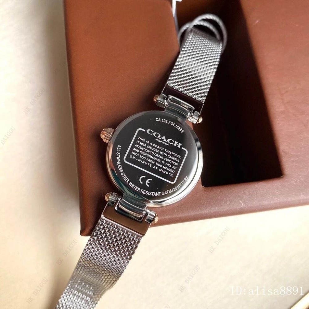 Coach蔻馳手錶 PARK系列母貝經典茶玫瑰錶盤石英錶 優雅米蘭編織錶帶女錶 時尚百搭 14503511-細節圖9